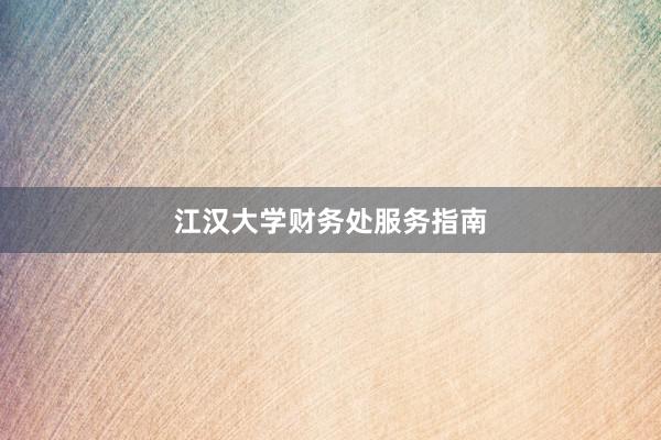 江汉大学财务处服务指南